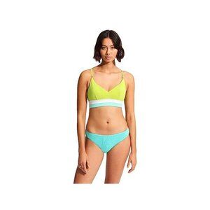 Seafolly Slice Of Splice Bralette Bikini Top Lime & Aqua Size 8 Convertible NWT